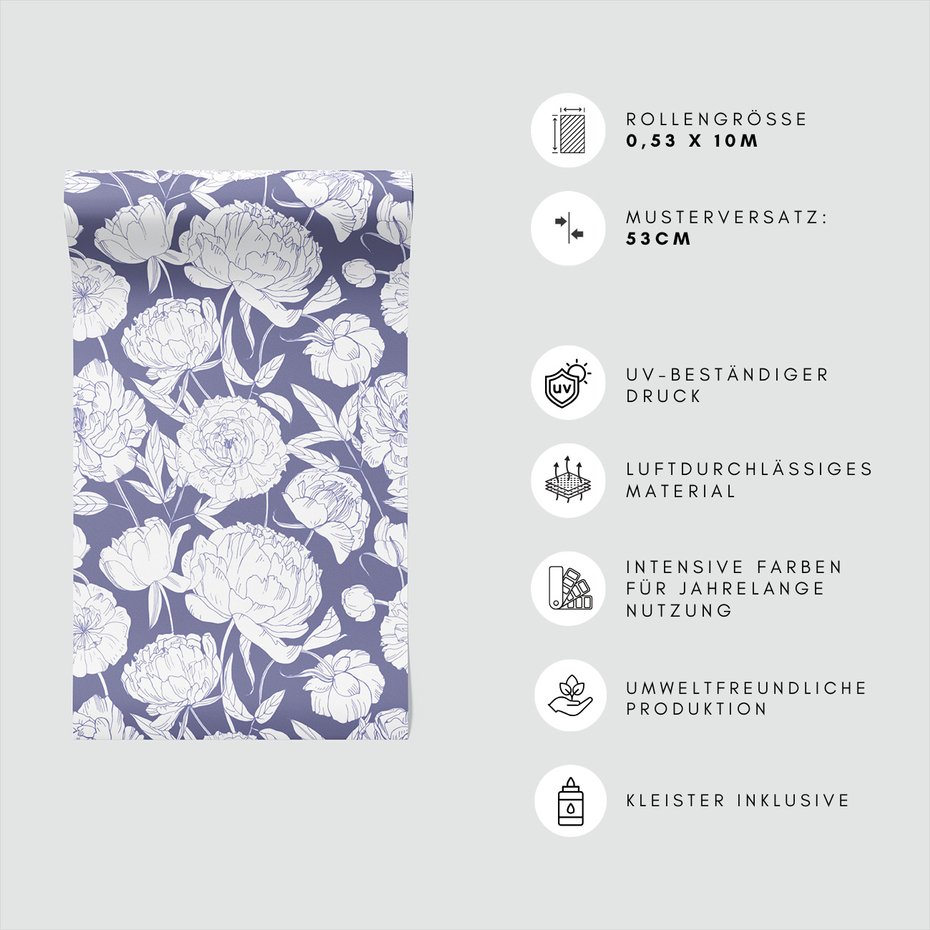 Tapeta - kwiaty, liście, wzór