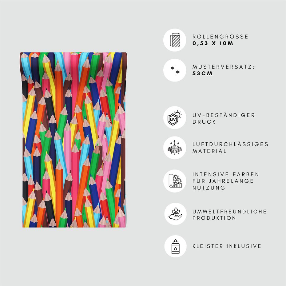 Tapeta - dziecięca, kredki, edukacja,