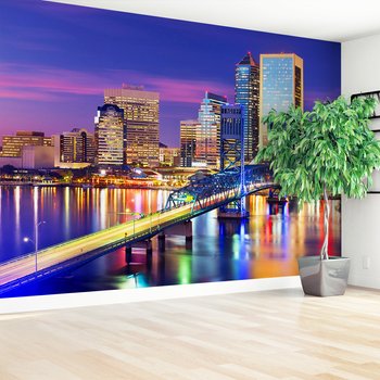 Fototapeta - miasto, most, noc