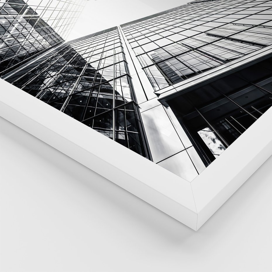 Zestaw obrazy w ramie, plakaty - architektura, budynki, miejski - rama biała