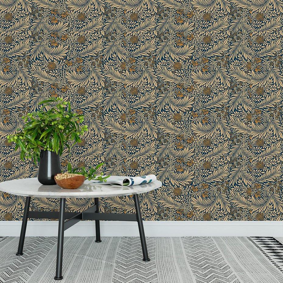 Tapeta - kwiaty, liście, ornamenty