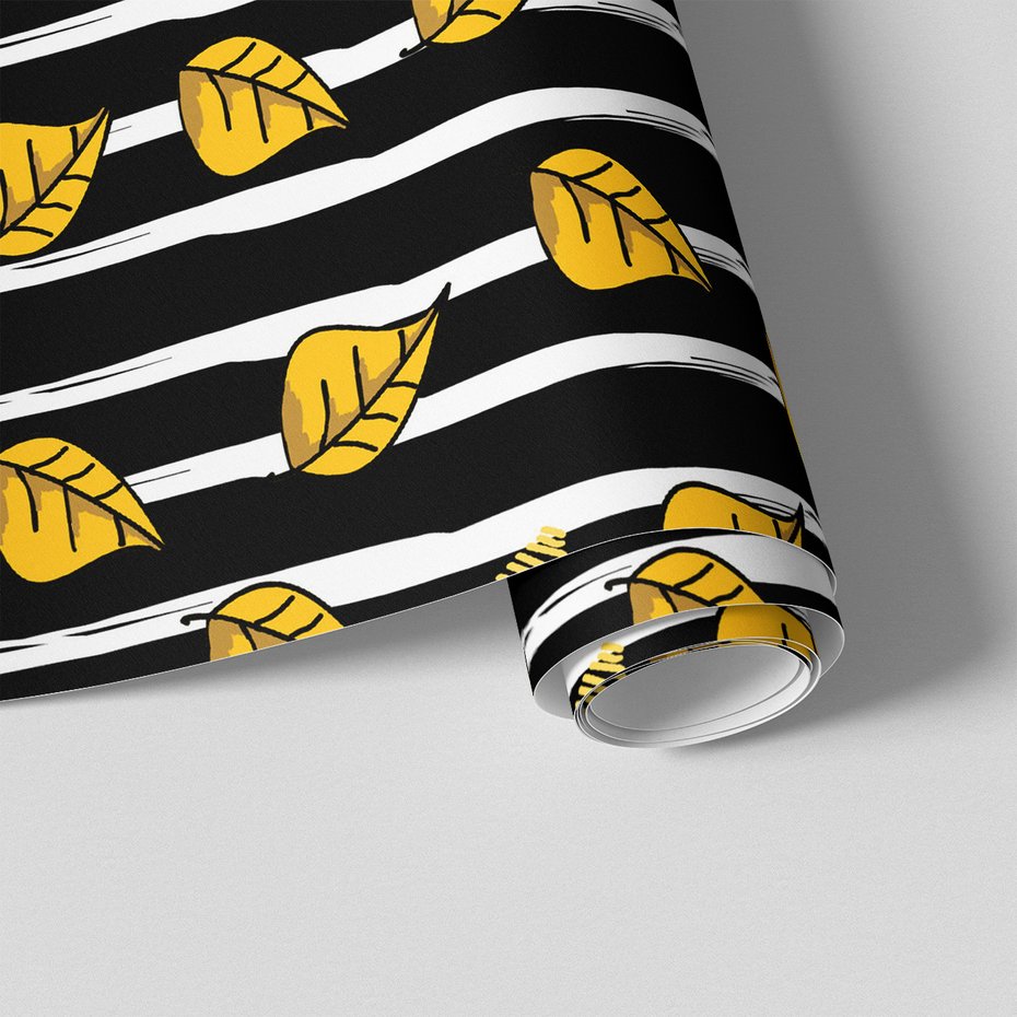 Tapeta - liście, paski, kontrast