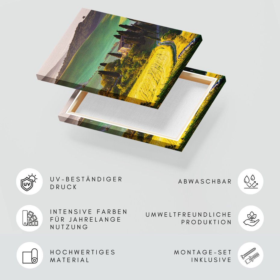 Obraz na płótnie - Toskania, krajobraz, dom