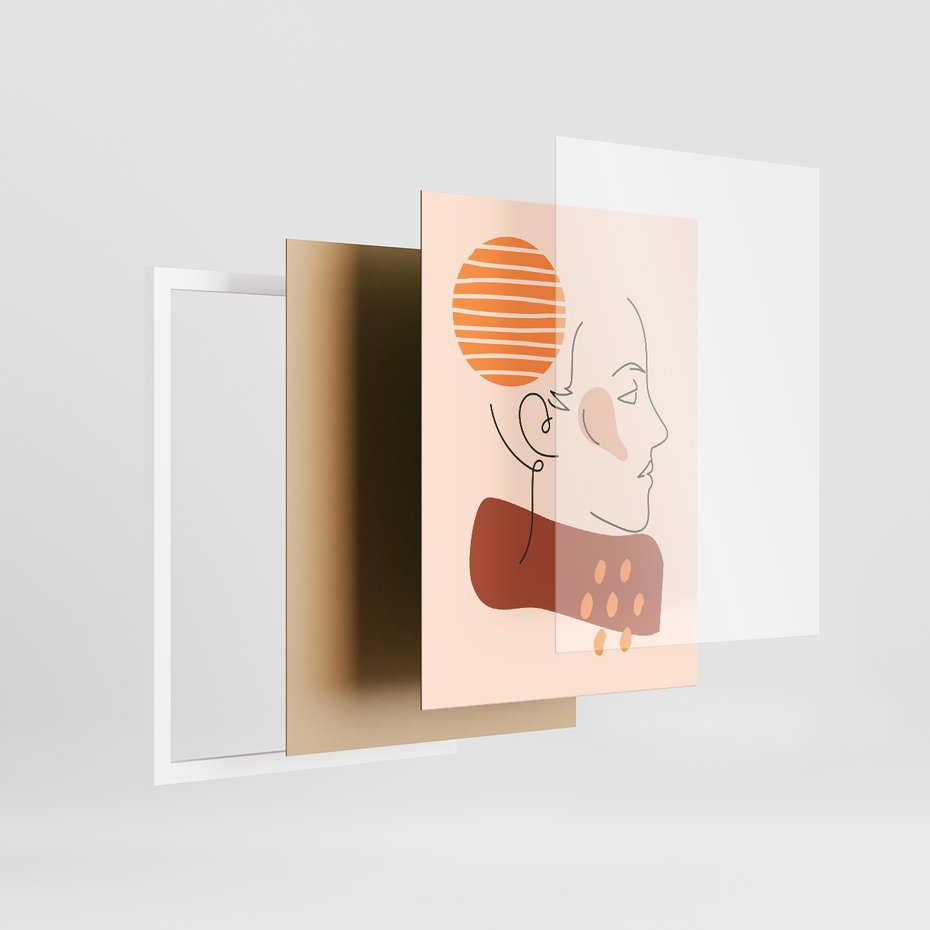 Zestaw obrazy w ramie, plakaty - abstrakcja, boho, minimalizm - rama biała