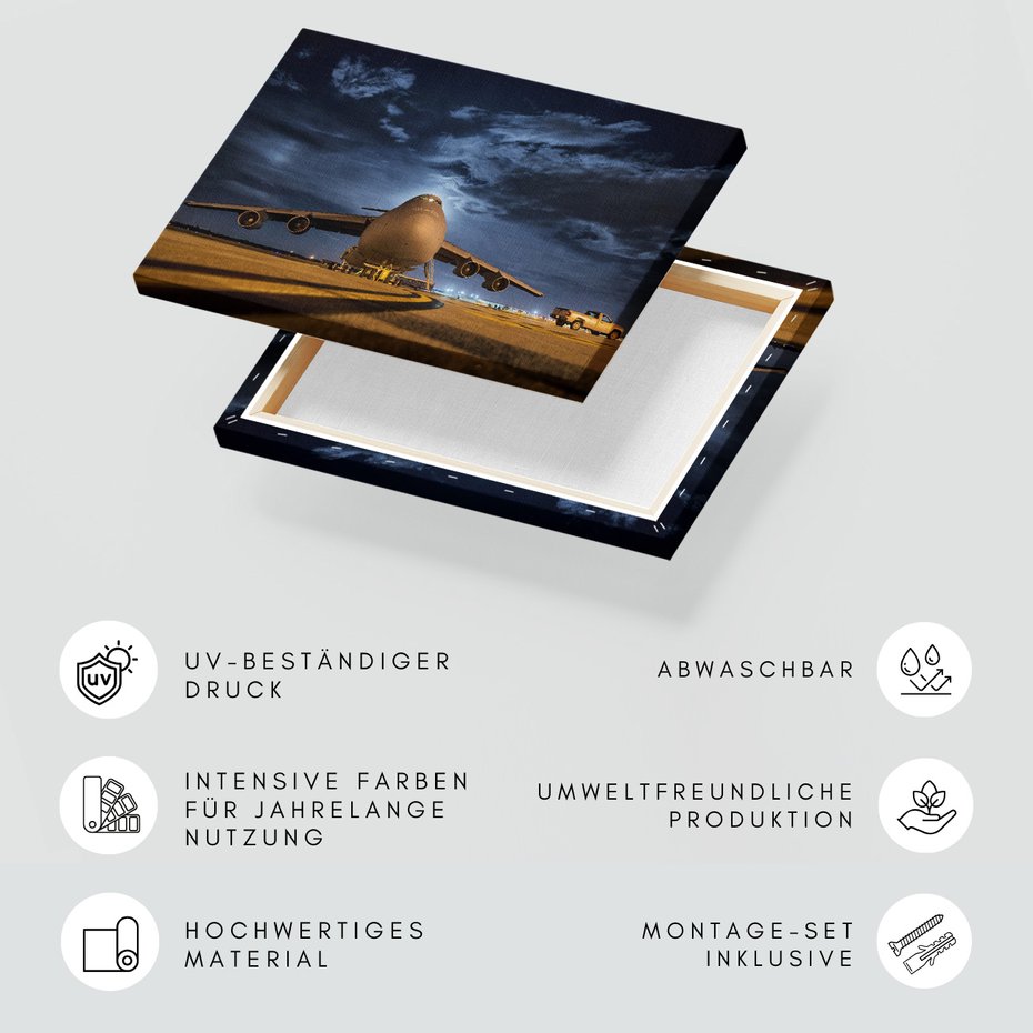 Obraz na płótnie - samolot, transport, noc