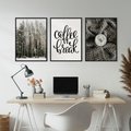 Zestaw obrazy w ramie, plakaty - zima, las, napój - rama czarna