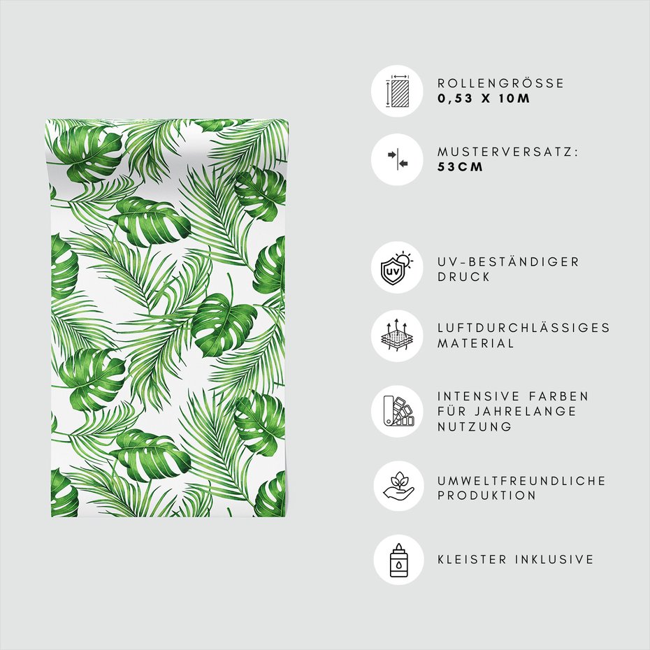 Tapeta - liście, monstera, palmy