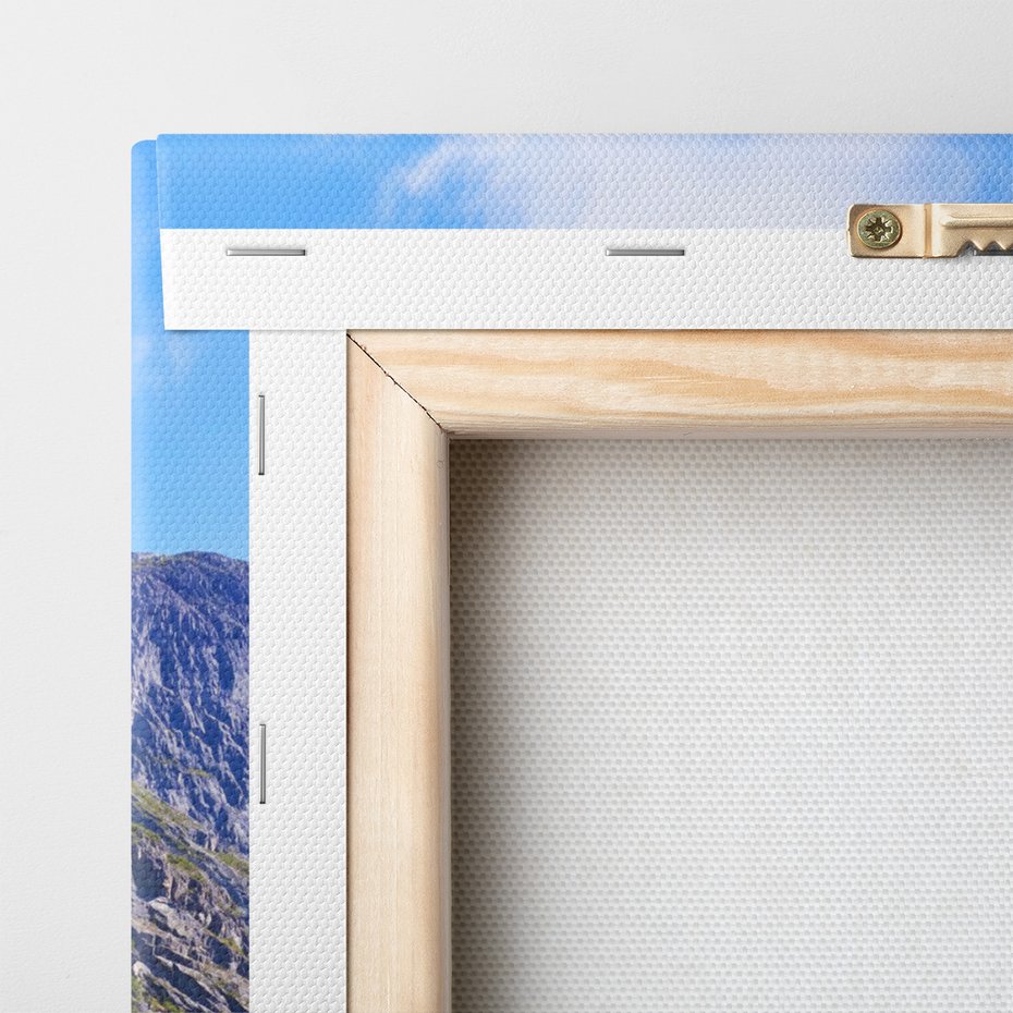 Obraz na płótnie - wodospad, góry, tęcza