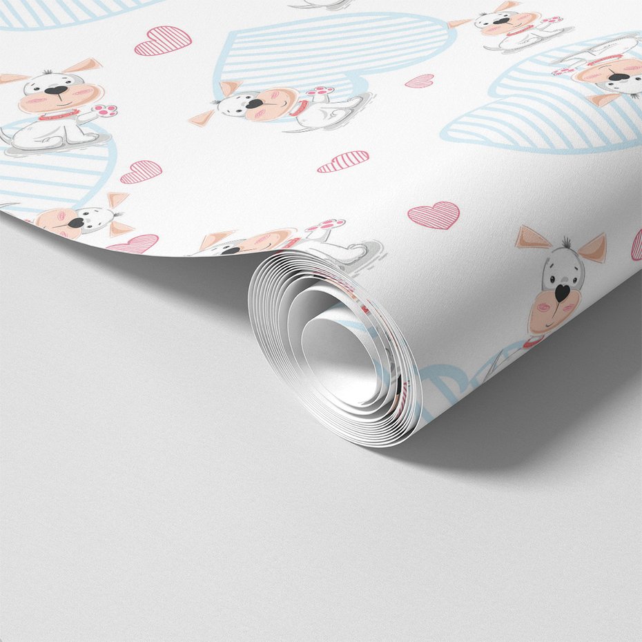 Tapeta - dziecięca, pies, serce, tło