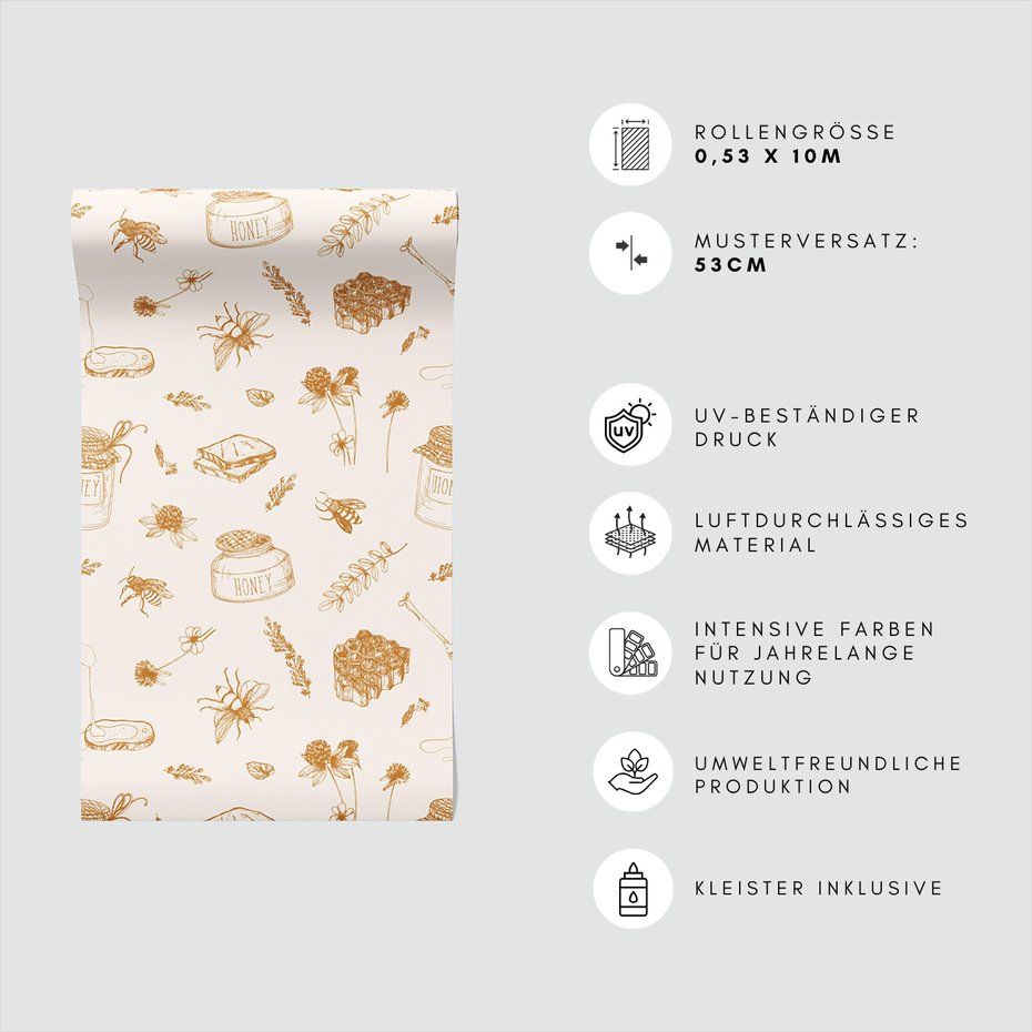 Tapeta - miód, pszczoła, kwiaty