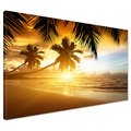 Obraz na płótnie - plaża, palmy, zachód słońca