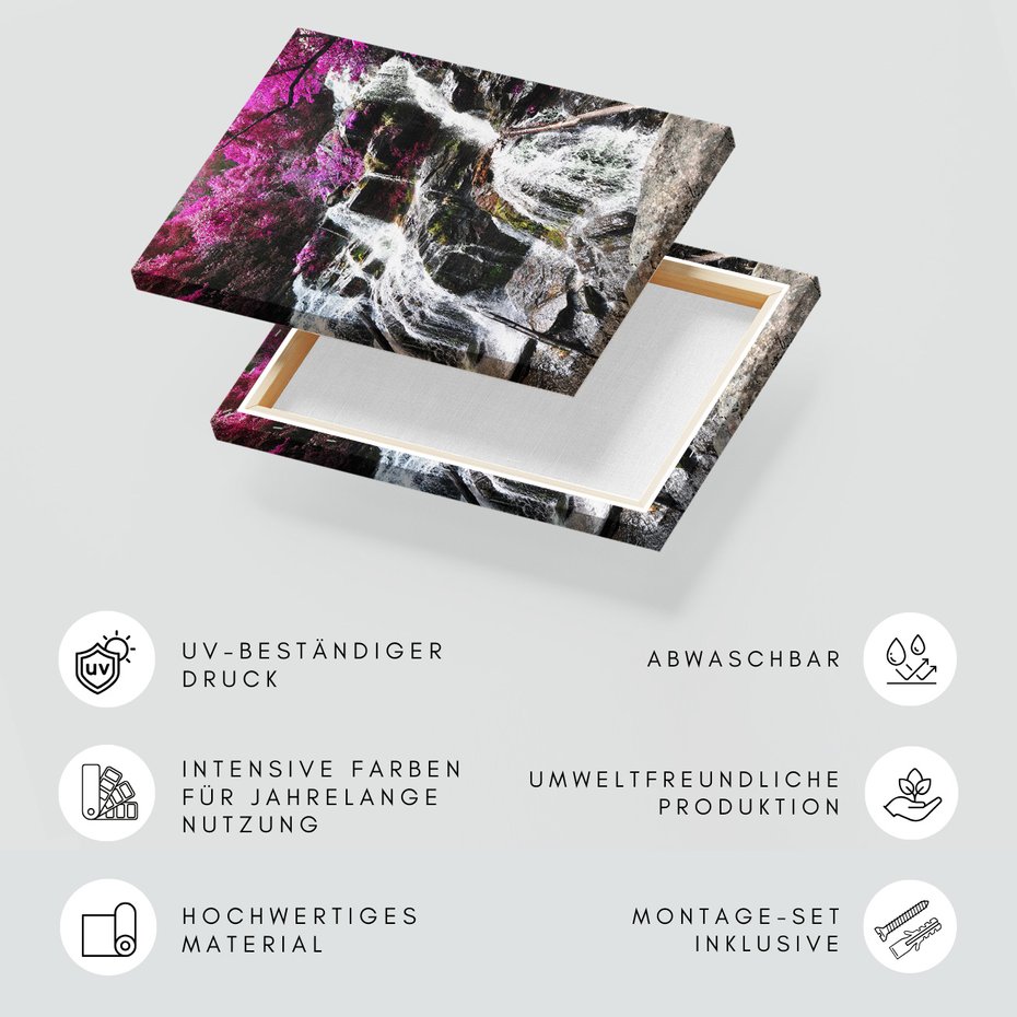 Obraz na płótnie - wodospad, las, skały