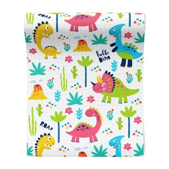 Tapeta - dziecięca, dinozaury, wulkan, rośliny