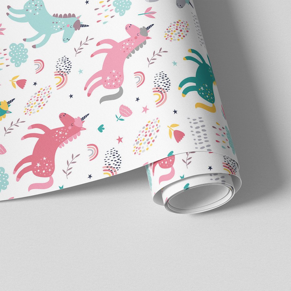 Tapeta - dziecięca, jednorożce, tęcza, chmury