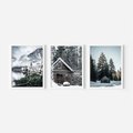 Zestaw obrazy w ramie, plakaty - zima, śnieg, krajobraz - rama biała
