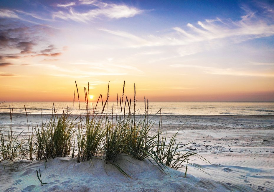 Fototapeta - plaża, morze, zachód słońca