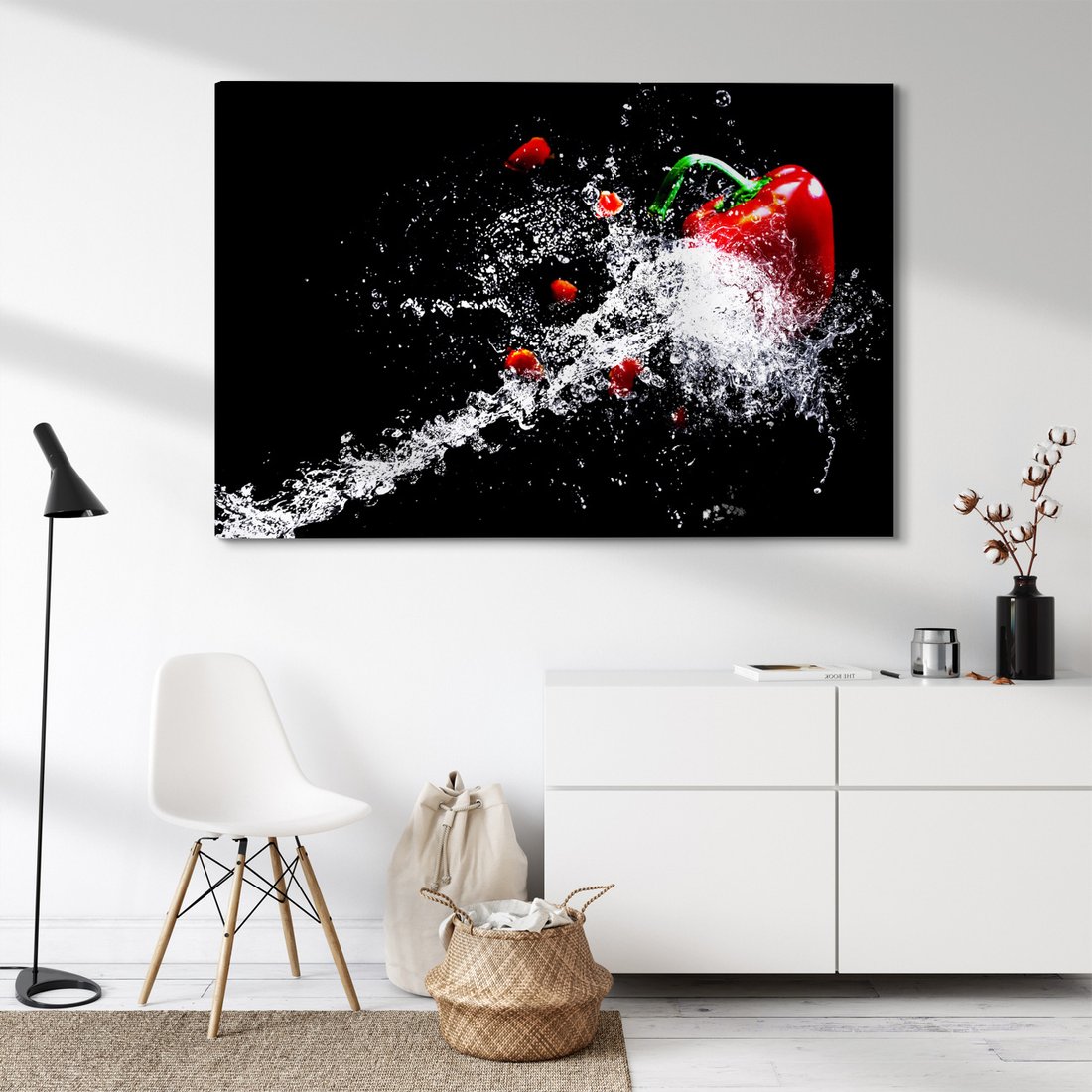 Obraz na płótnie - papryka, woda, czerwony