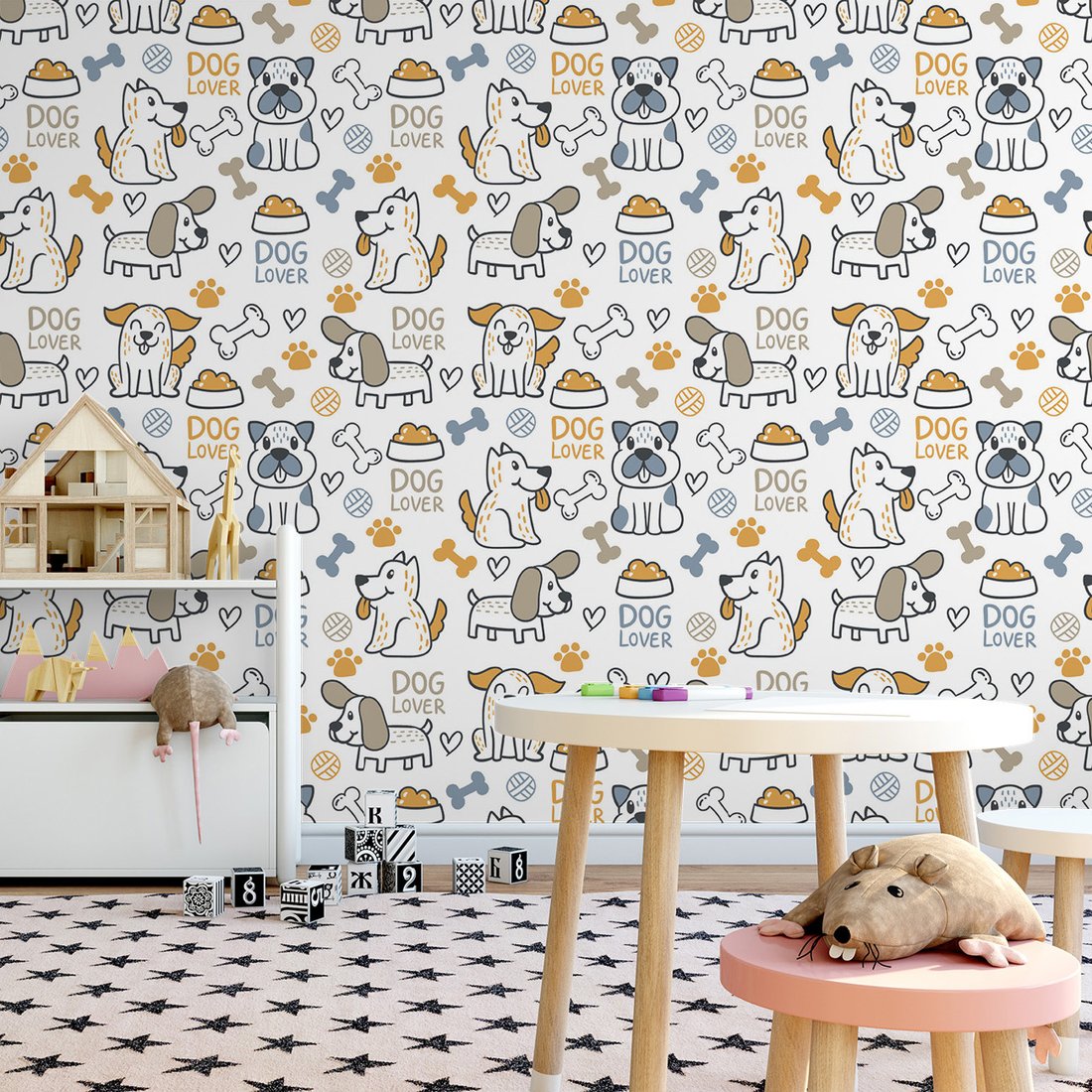 Tapeta - dziecięca, psy, kości,