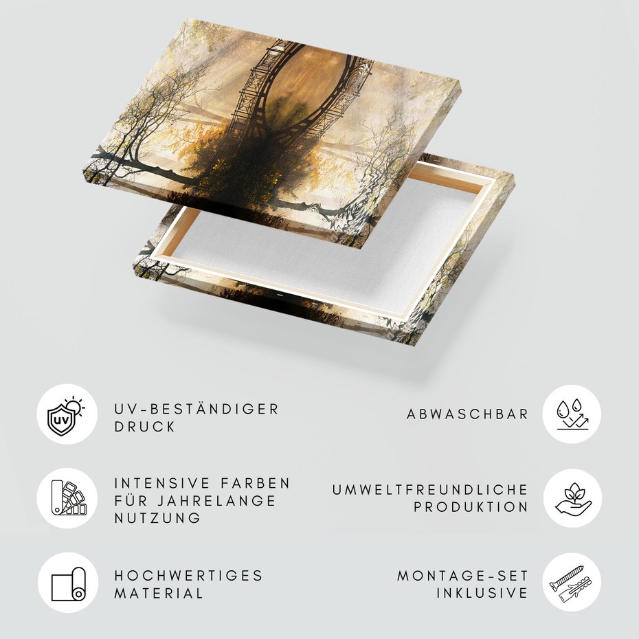 Obraz na płótnie - most, drzewa, woda