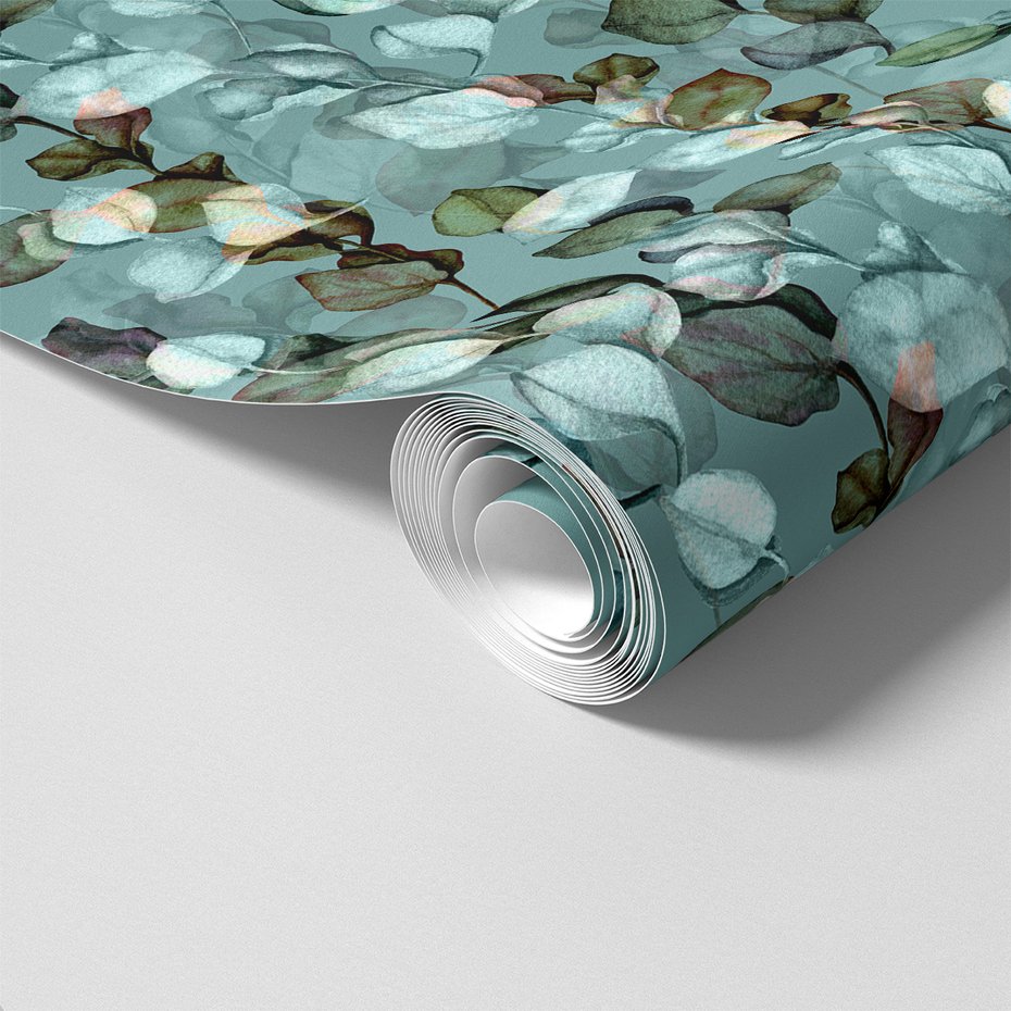 Tapeta - liście, gałązki, akwarela