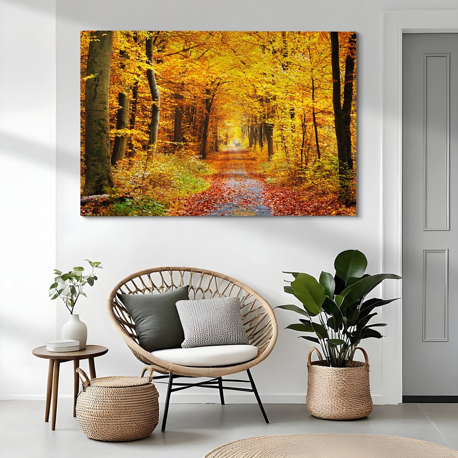 Obraz na płótnie - las, jesień, droga