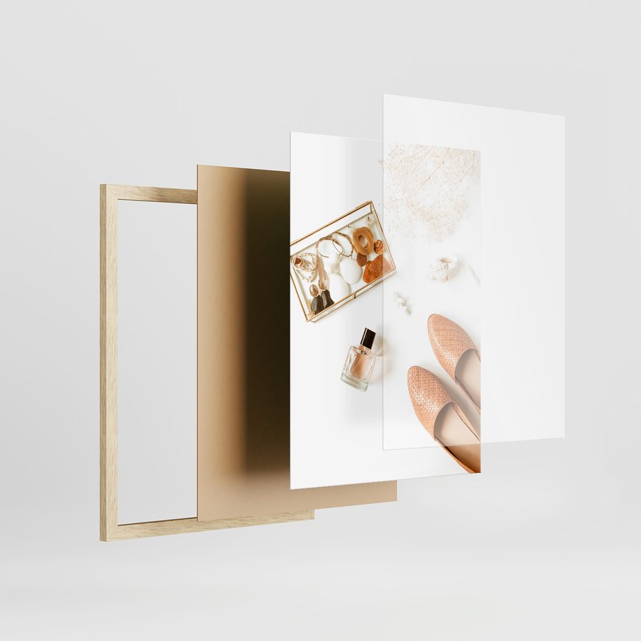 Zestaw obrazy w ramie, plakaty - kwiaty, akcesoria, buty - rama drewno