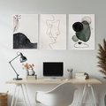 Zestaw obrazy w ramie, plakaty - abstrakcja,minimalizm,linie - rama biała