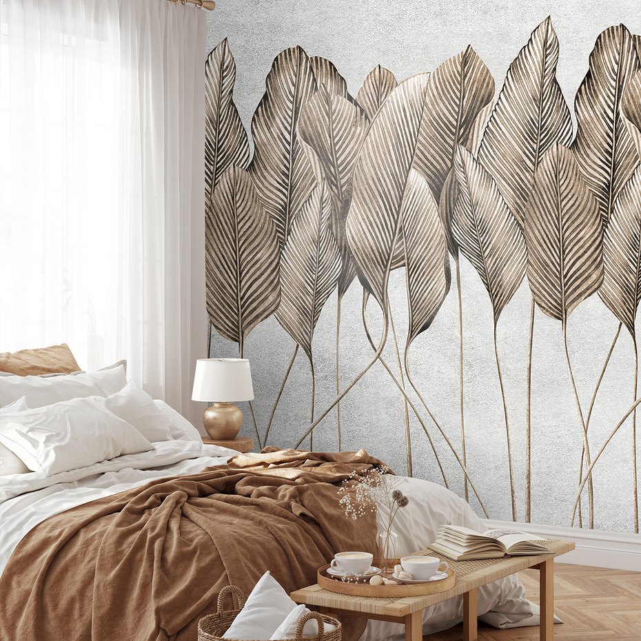 Fototapeta - beton, duże, liście