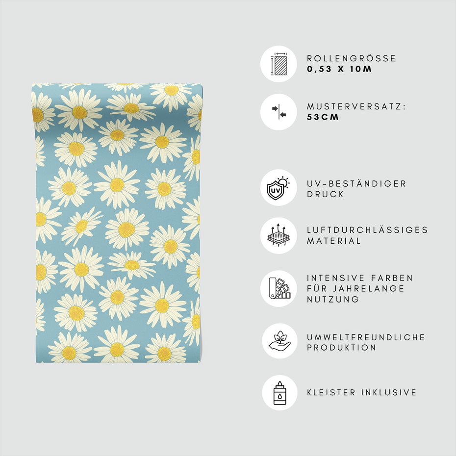 Tapeta - kwiaty, stokrotki, wzór