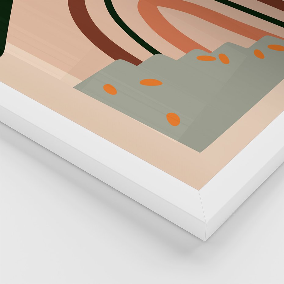 Zestaw obrazy w ramie, plakaty - abstrakcja, liście, rośliny - rama biała