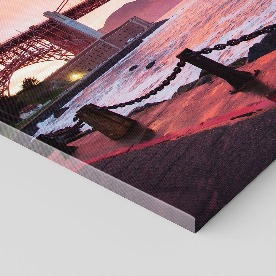 Obraz na płótnie - most, woda, zachód słońca