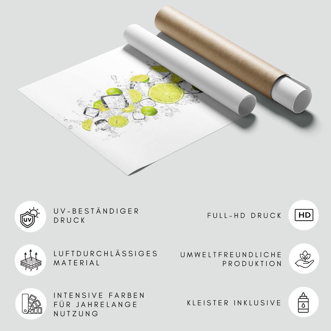 Fototapeta - limonka, lód, woda