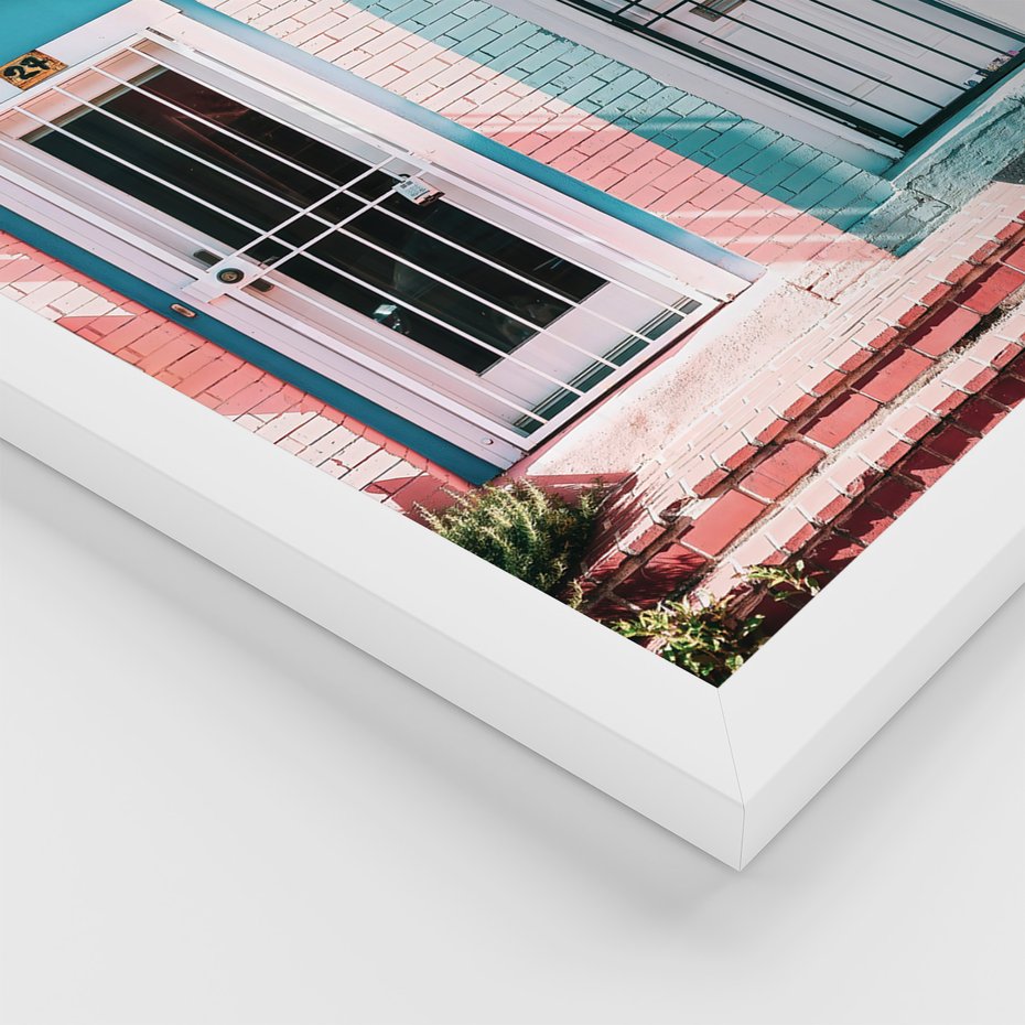 Zestaw obrazy w ramie, plakaty - palmy, samochód, deski surfingowe - rama biała