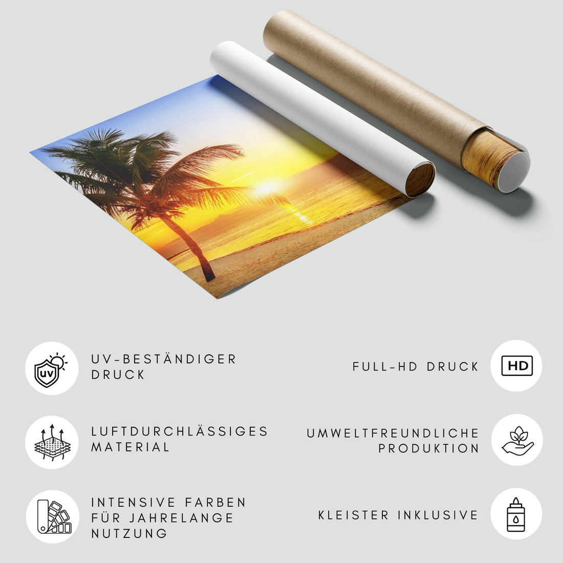 Fototapeta - palma, morze, zachód słońca