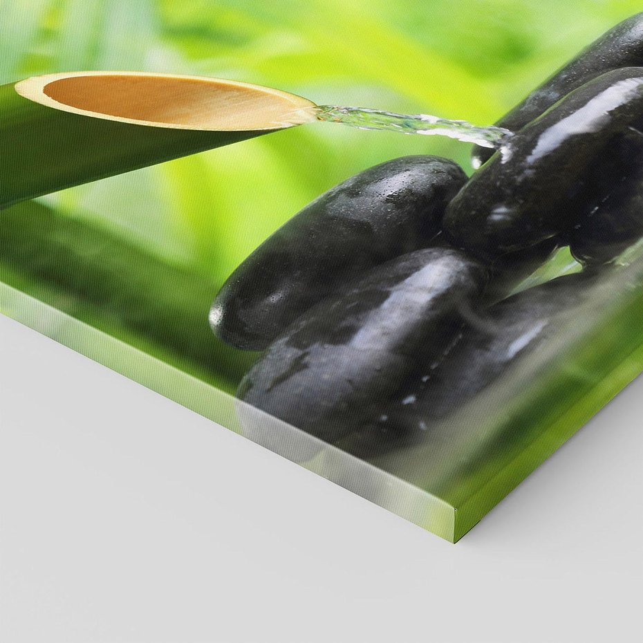 Obraz na płótnie - bambus, kamienie, woda