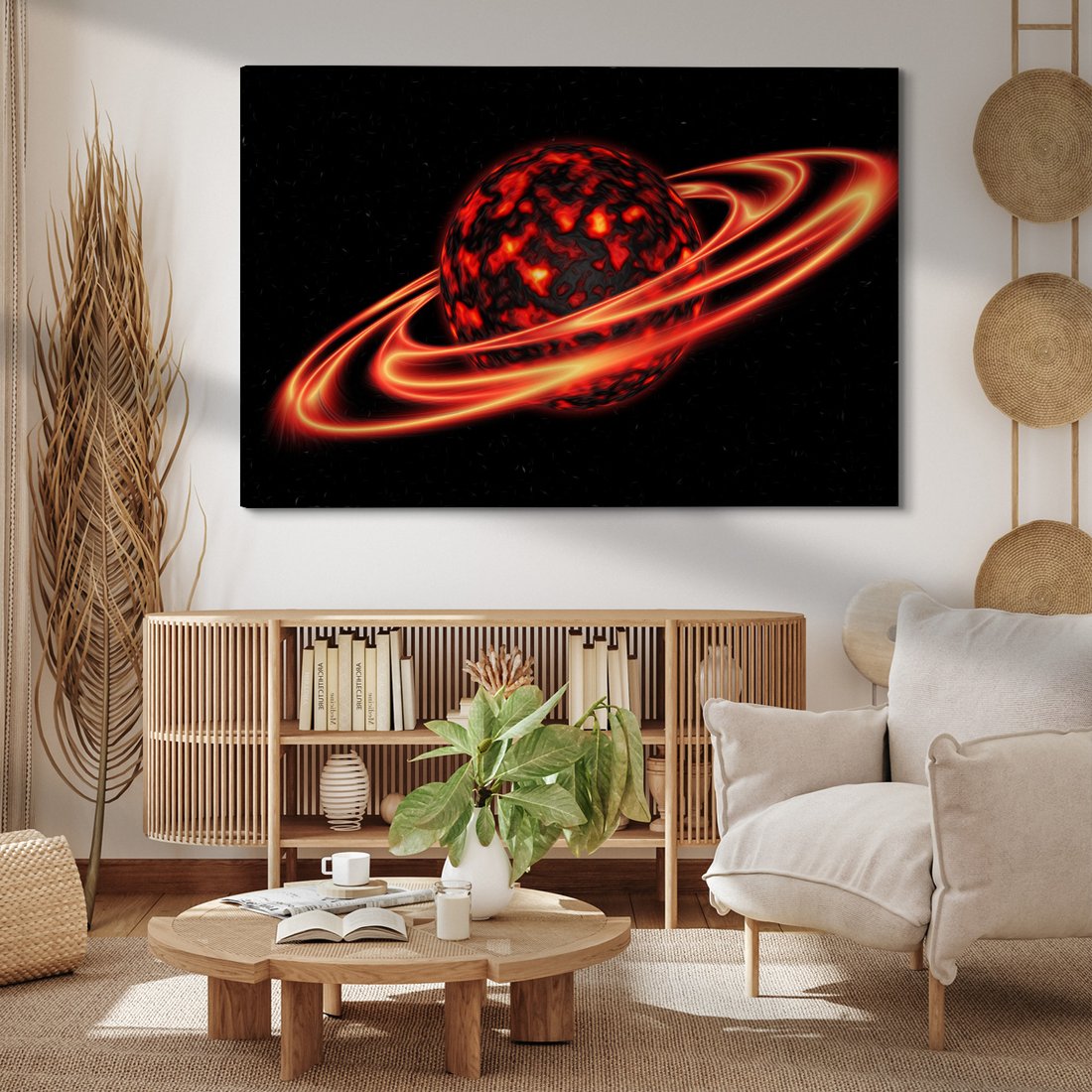 Obraz na płótnie - kosmos, planeta, pierścienie