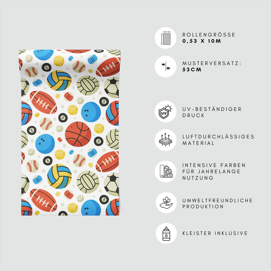 Tapeta - dziecięca, piłki, sport, wzór