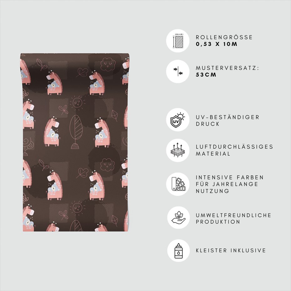 Tapeta - dziecięca, żyrafa, miś, zwierzęta