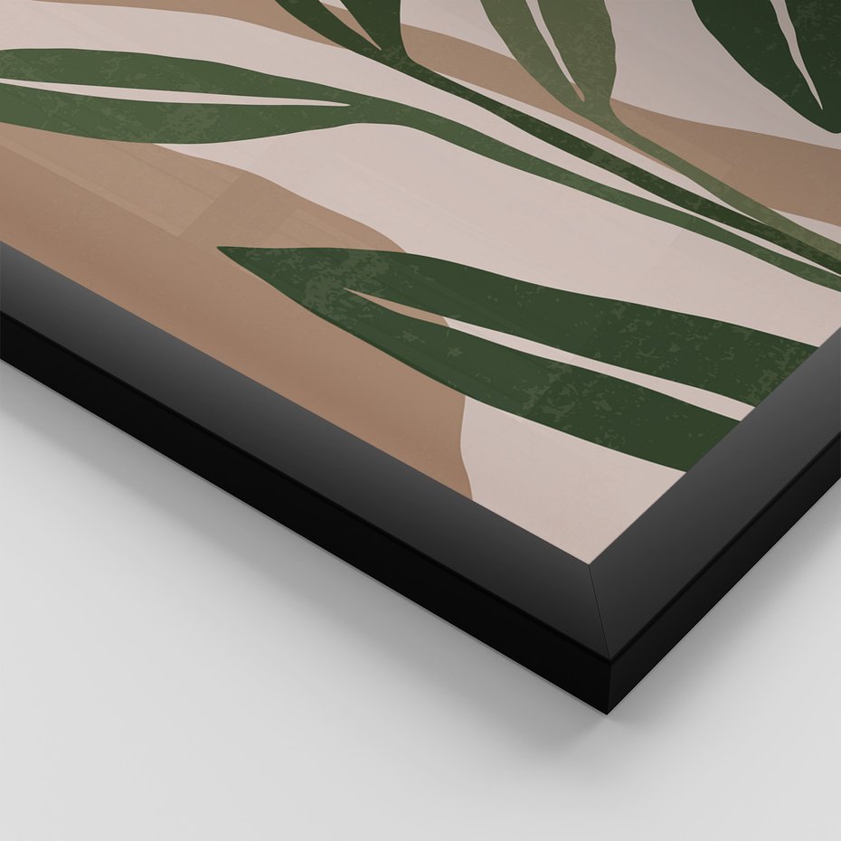 Zestaw obrazy w ramie, plakaty - liście, rośliny, abstrakcja - rama czarna