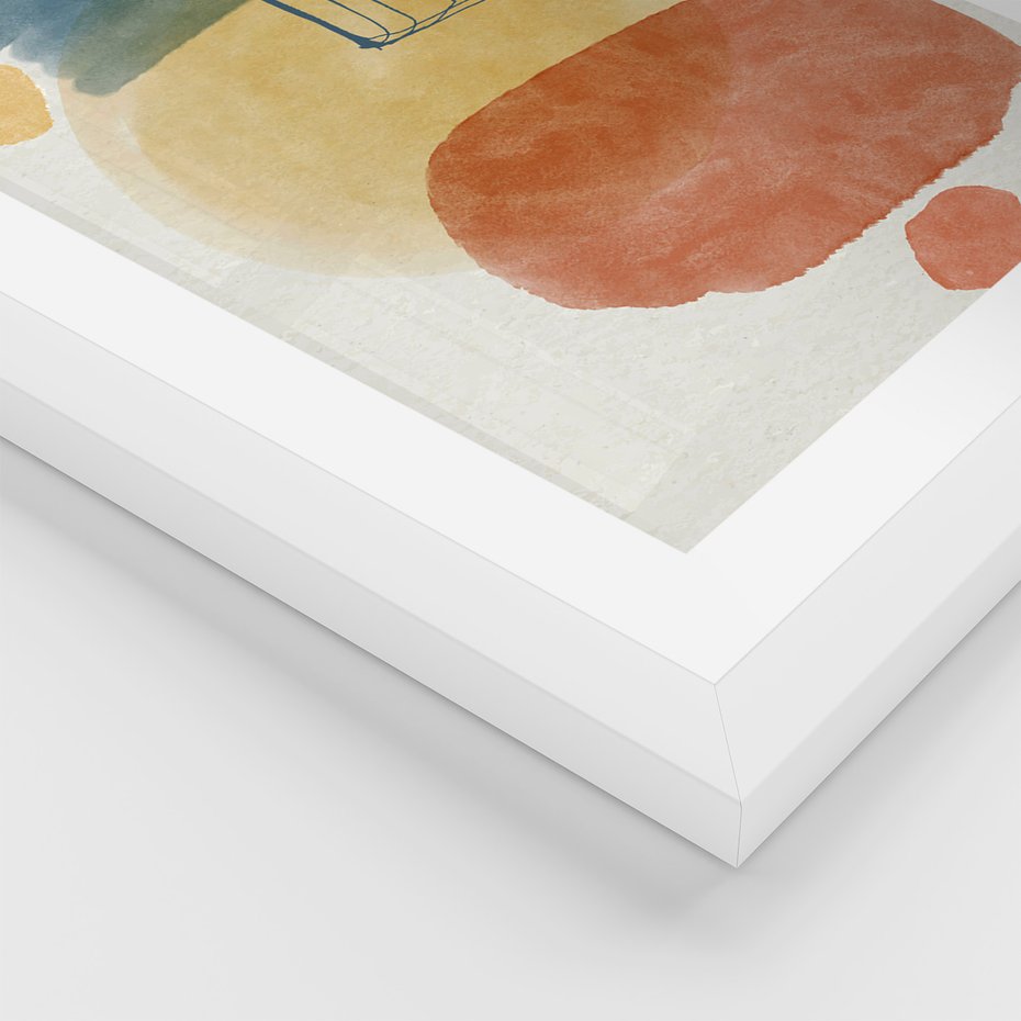 Zestaw obrazy w ramie, plakaty - abstrakcja,geometryczne,pastelowe - rama biała