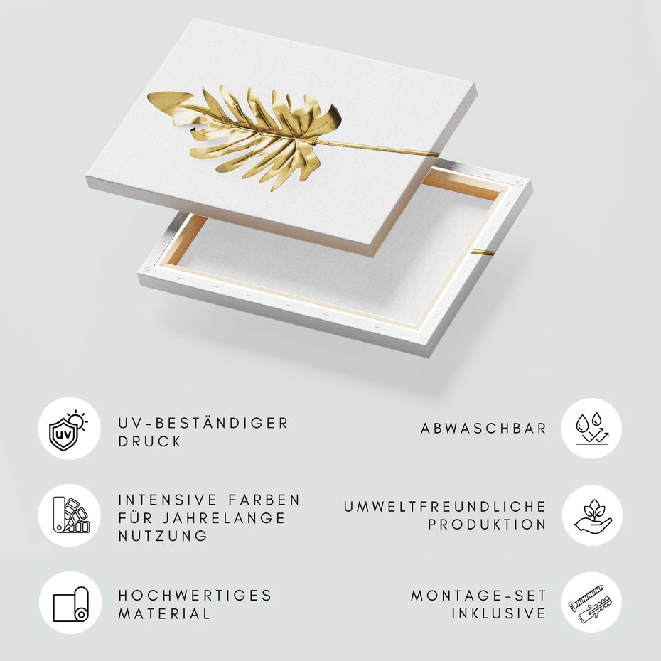 Obraz na płótnie - liść, złoty, metaliczny