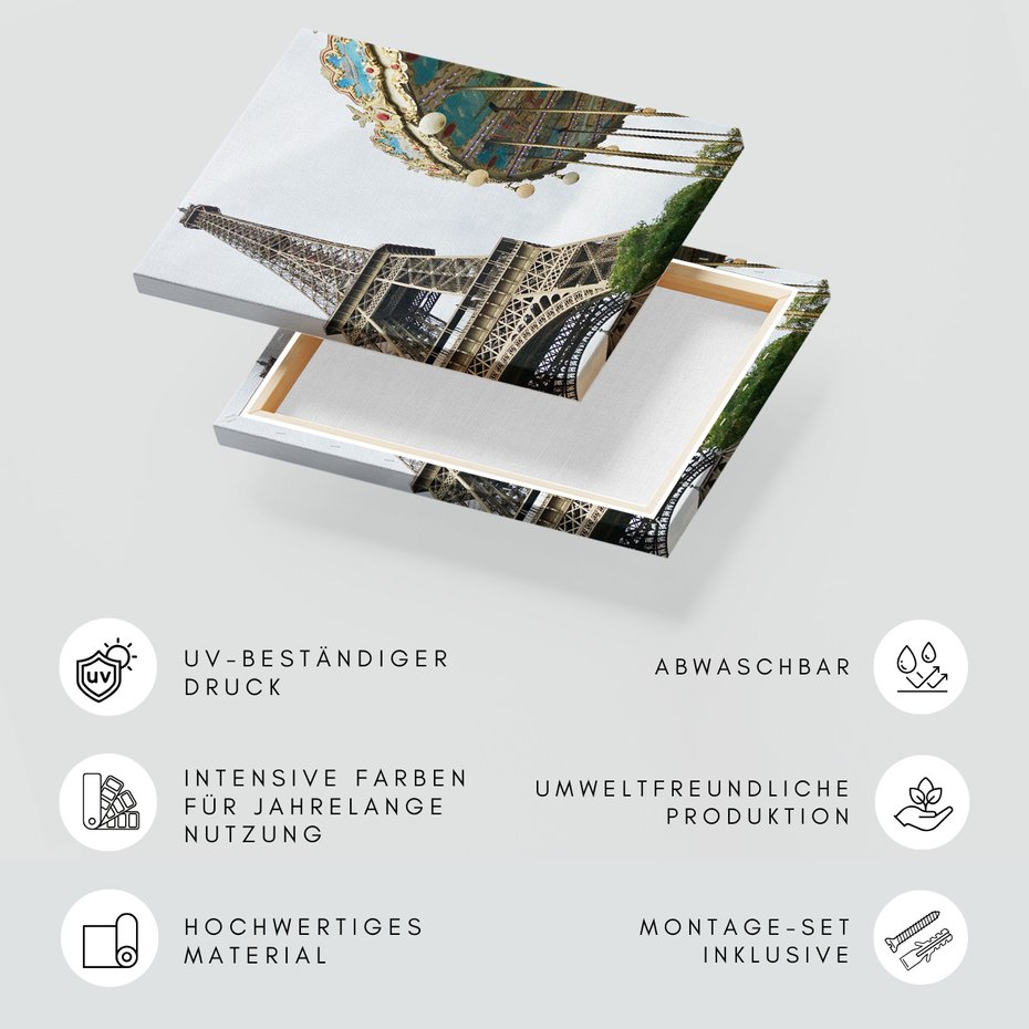 Obraz na płótnie - Paryż, Wieża Eiffla, karuzela