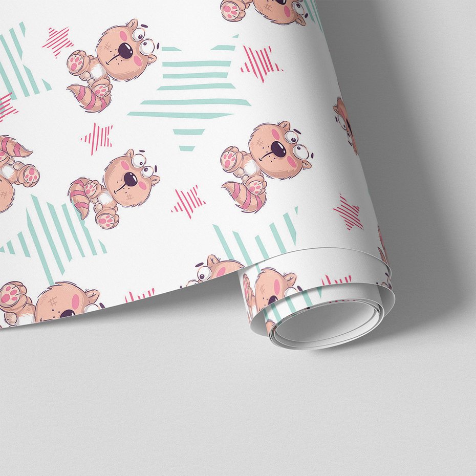 Tapeta - dziecięca, wzór, koty, gwiazdy