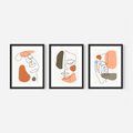 Zestaw obrazy w ramie, plakaty - abstrakcja, twarz, minimalizm - rama czarna