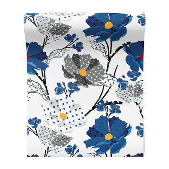 Tapeta - kwiaty, kropki, liście