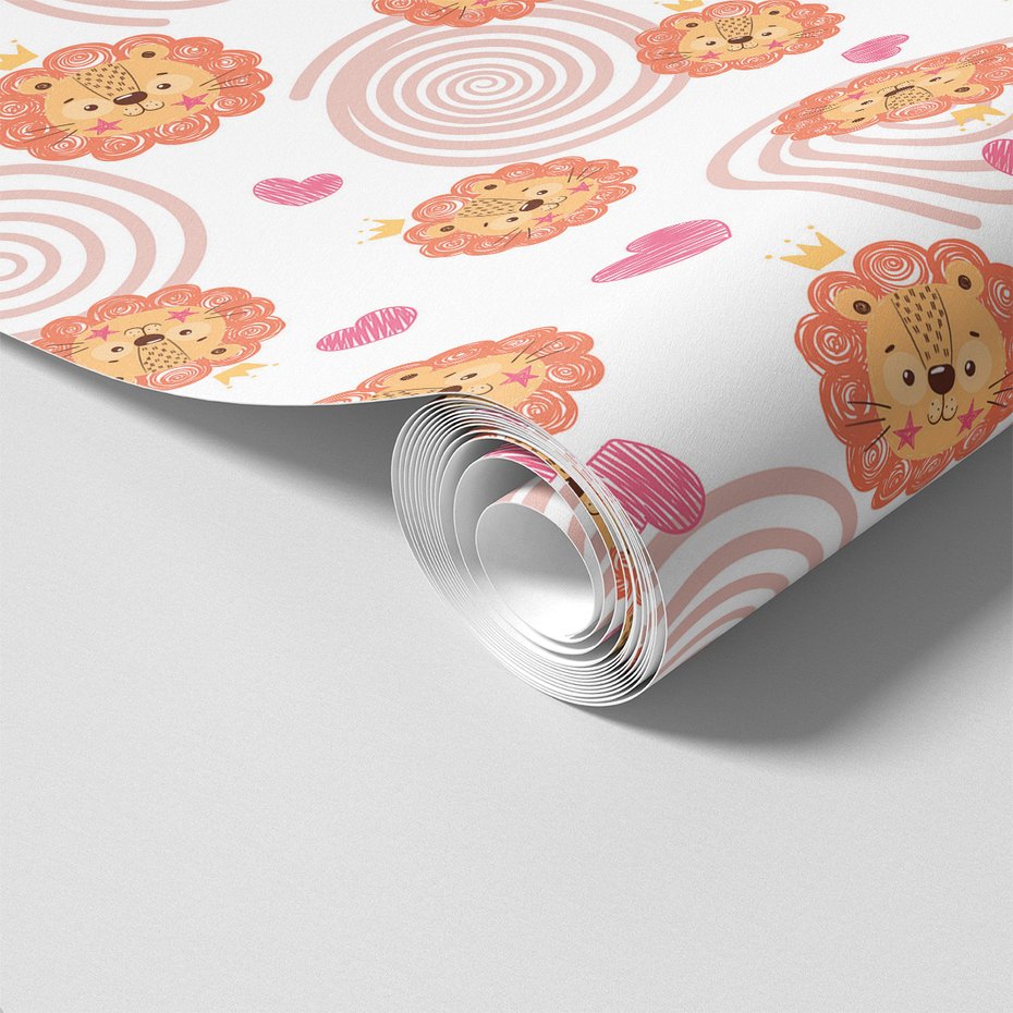 Tapeta - dziecięca, lew, korona, serce