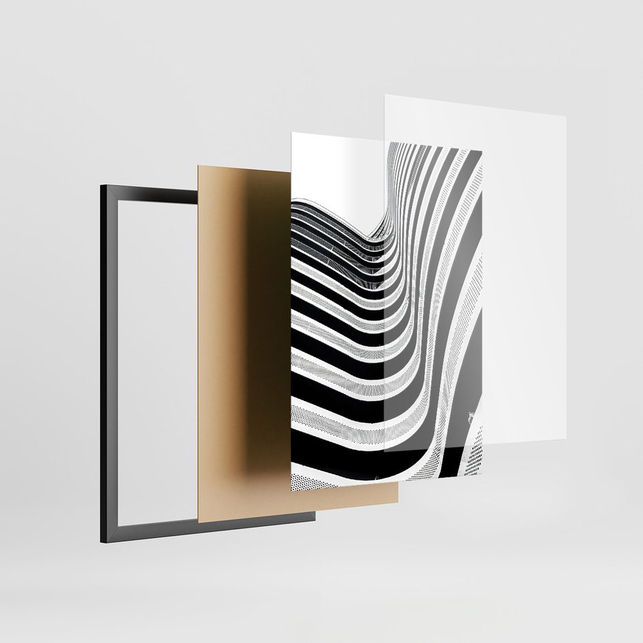 Zestaw obrazy w ramie, plakaty - struktura, schody, architektura - rama czarna