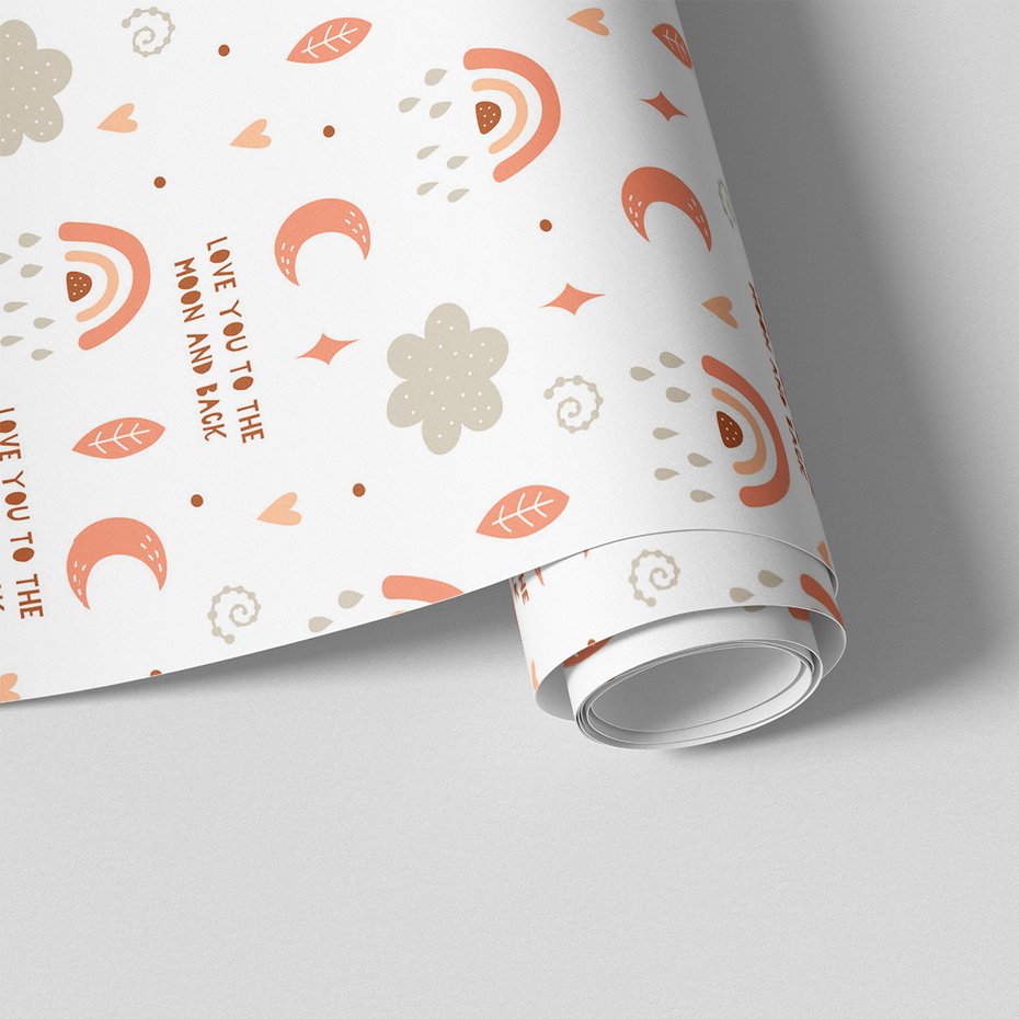 Tapeta - dziecięca, księżyc, tęcza