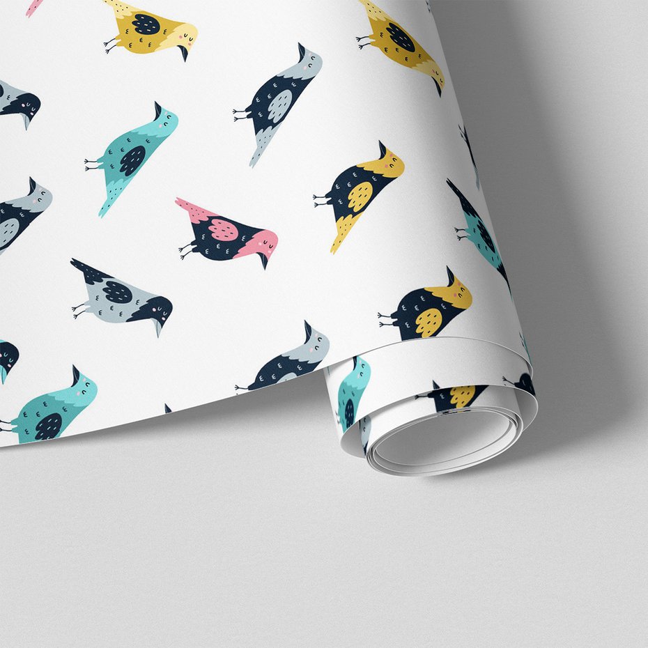 Tapeta - dziecięca, ptaki, ilustracja, wzór