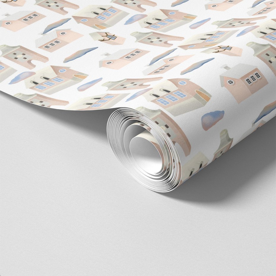 Tapeta - dziecięca, miasto, budynki, chmury